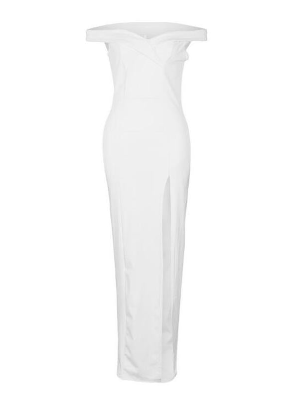 Off Shoulder Side Slit Party Maternity Maxi Dress