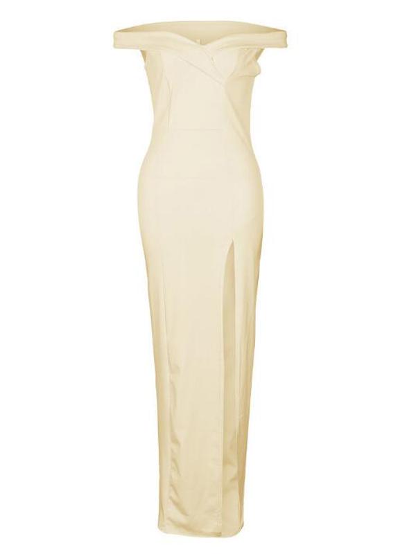 Off Shoulder Side Slit Party Maternity Maxi Dress