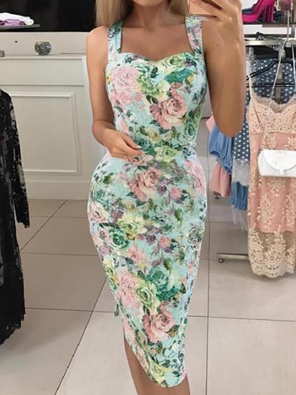 Floral Print Maternity Baby Shower Bodycon Midi Dress