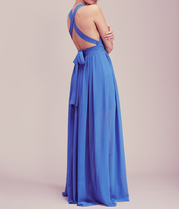 Seindeal Ruffle DoubleDeck Maternity Maxi Dress Blue
