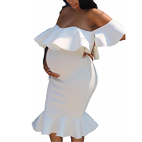 Women's Off Shoulder Short Sleeve Bodycon Midi Dress