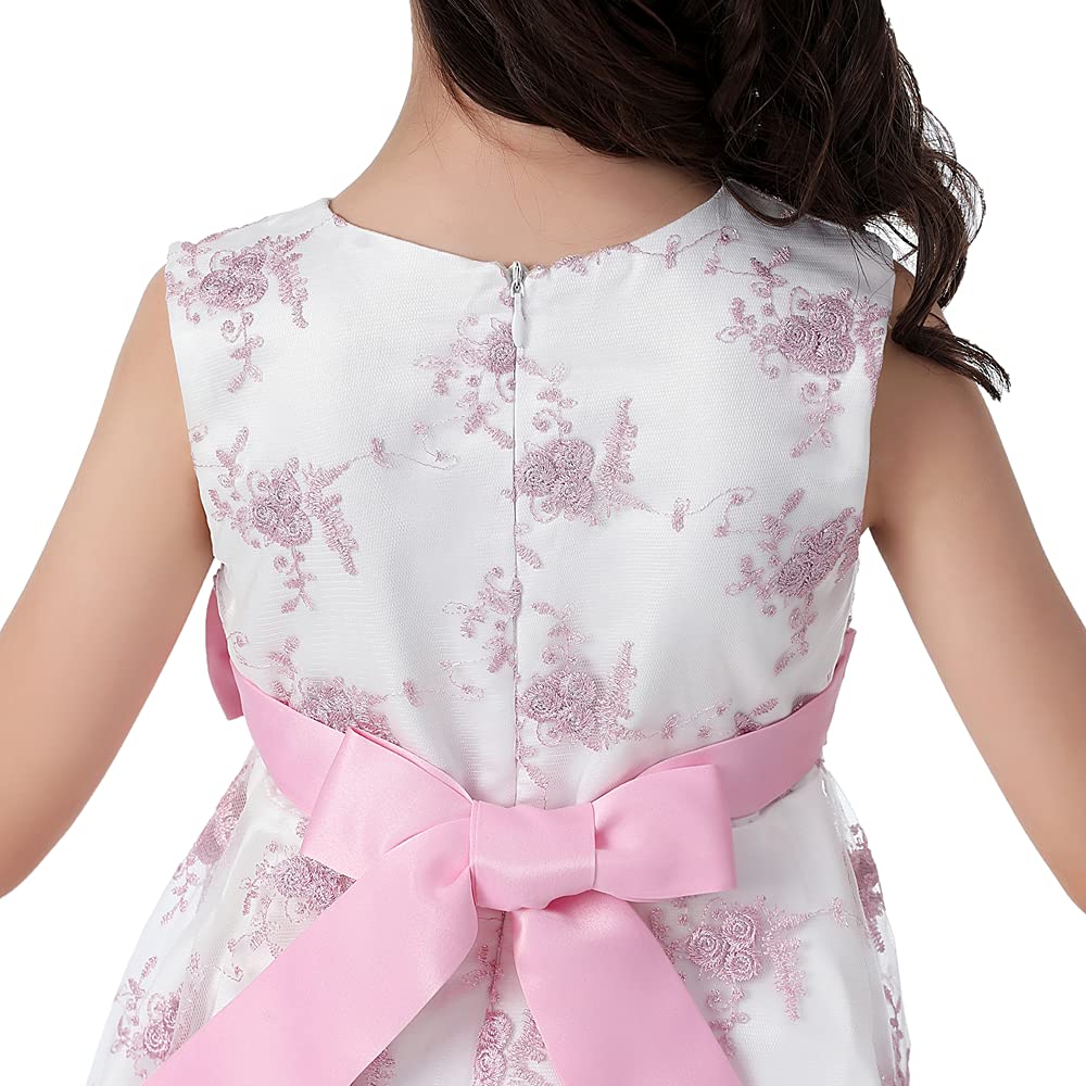 Girls Dress for Wedding Flower Sequin Gown Bowknot for Birthday Music Party 2-10Years