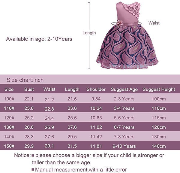 Girls Dresses Flower Girl Wedding Dress Elegant Dresses for Party 2-10Years