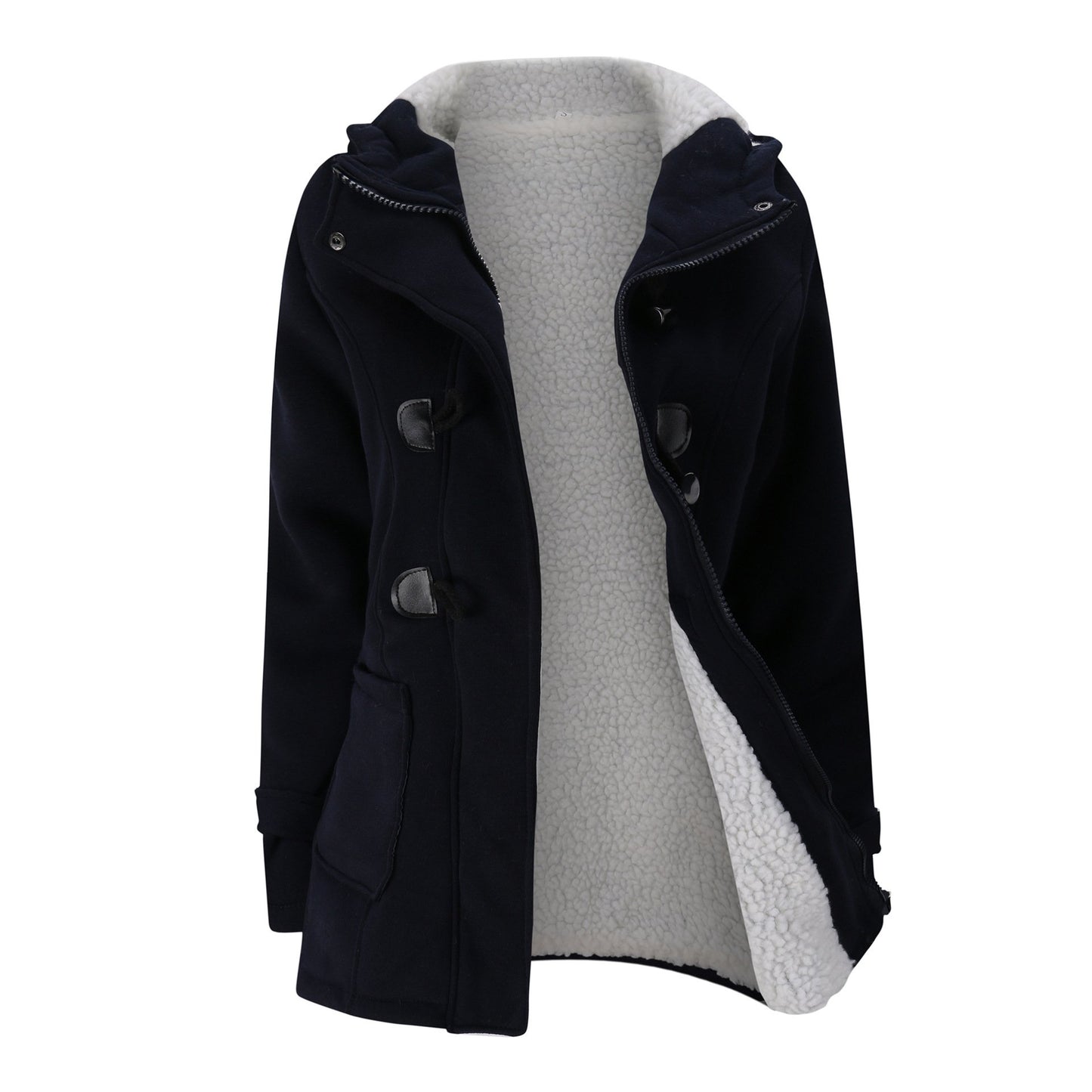 Solid Pockets Buttons Hooded Long Sleeve Plus Size Maternity Padded Coat