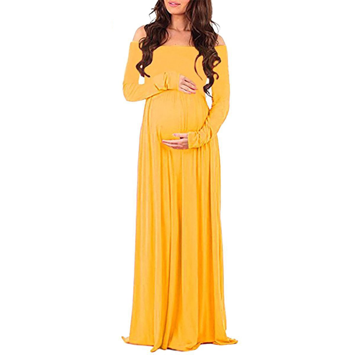 Seindeal Draped Off Shoulder Maxi Maternity Dress for Babyshower