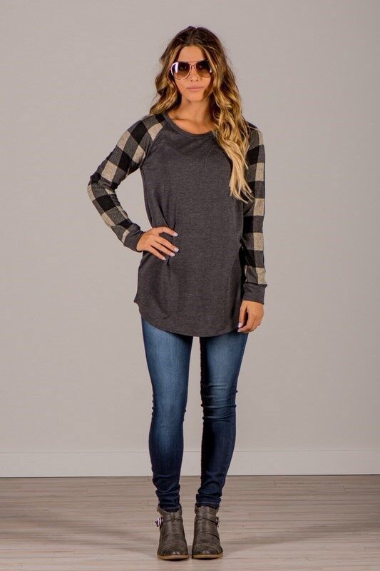 Seindeal Christmas Red Plaid Print Round Neck Plus Size Long Sleeve Maternity T-shirt