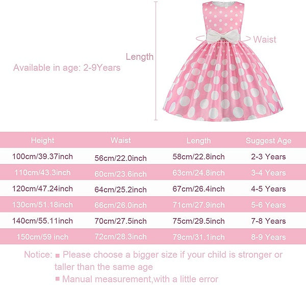 Seindeal Toddle Party Dress Vintage Polka Dot Dress Kids Formal for Baby Birthday Age 0-10 Years
