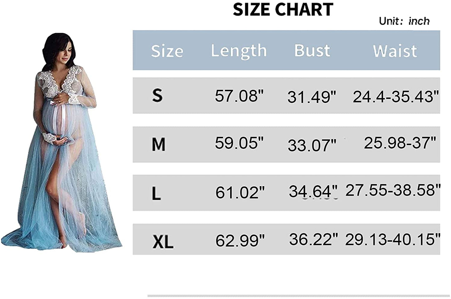 Women's Maternity Dress for Photography Deep V Neck Gown Split Front Lace Long Maxi Dresses