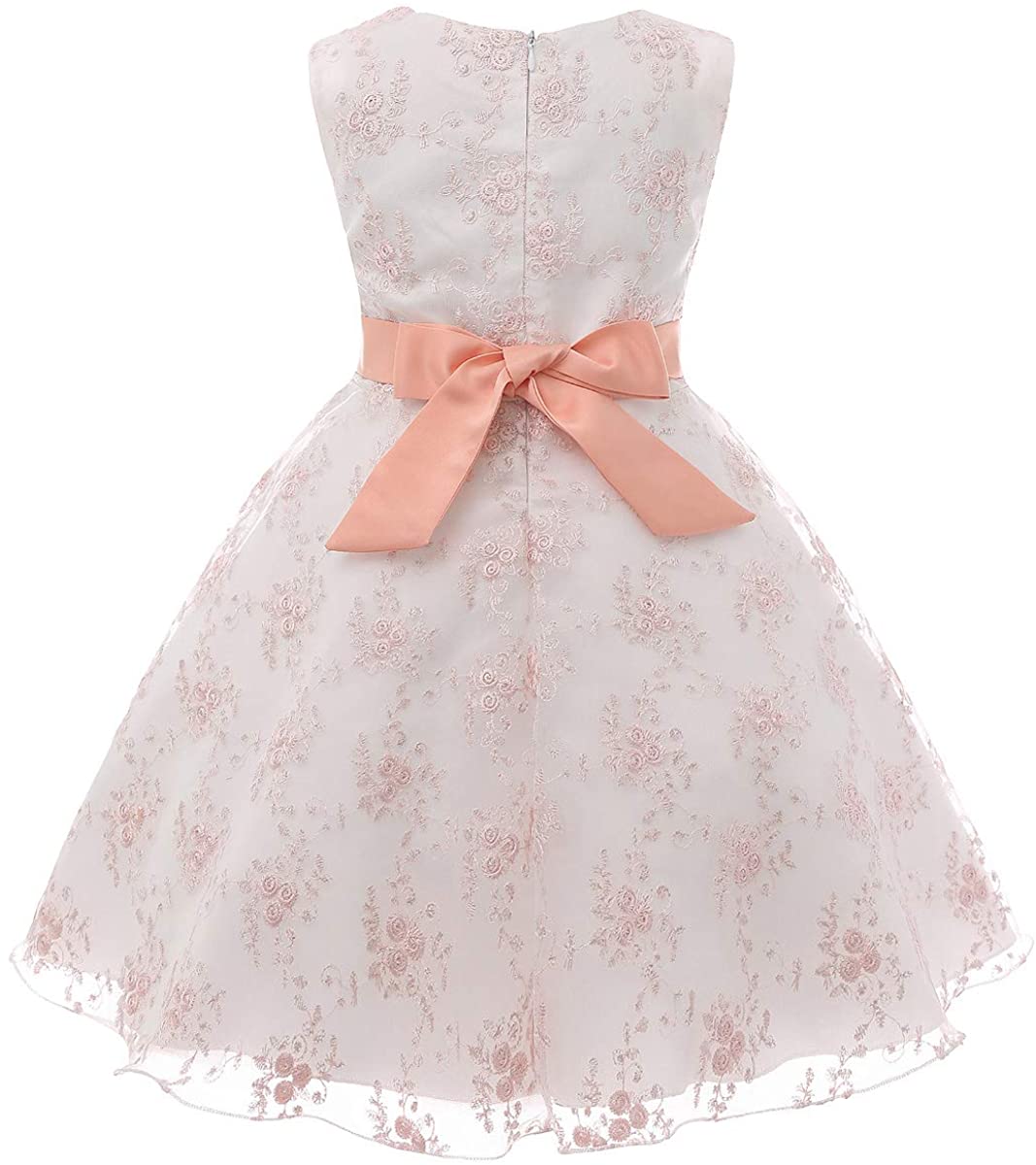 Girls Dress for Wedding Flower Sequin Gown Bowknot for Birthday Music Party 2-10Years