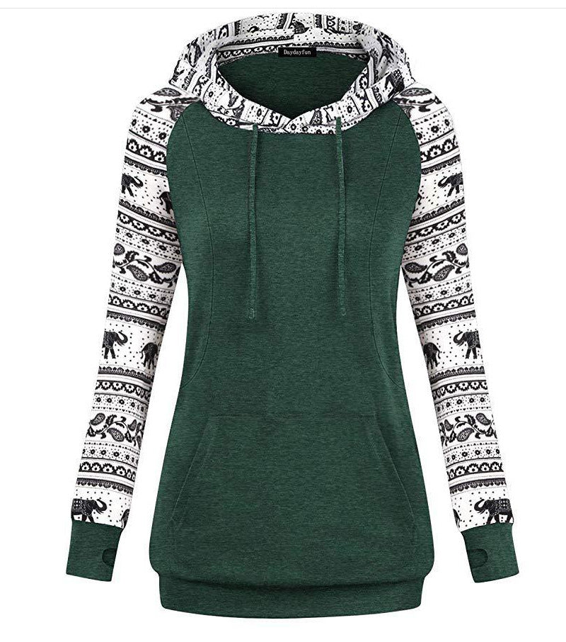 Seindeal Patchwork Breast Feeding Hooded Maternity Pullover Sweatshirt