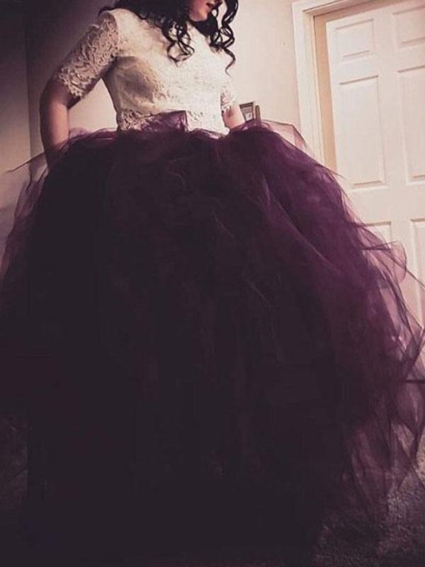 Seindeal Patchwork Grenadine Pleated Fluffy Puffy Tulle Long Tutu Skirt for Maternity Photoshoot