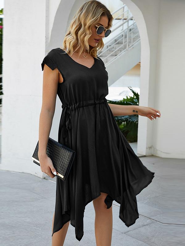 Seindeal Midi dress, summer dress, beach dress, drawstring irregular