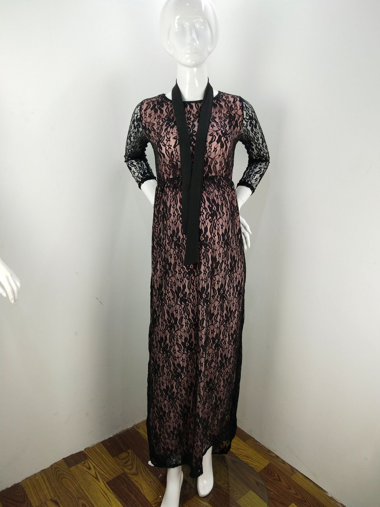 Seindeal Blue Floral Lace Irregular Photoshoot Maxi Maternity Dress Baby Shower Boy