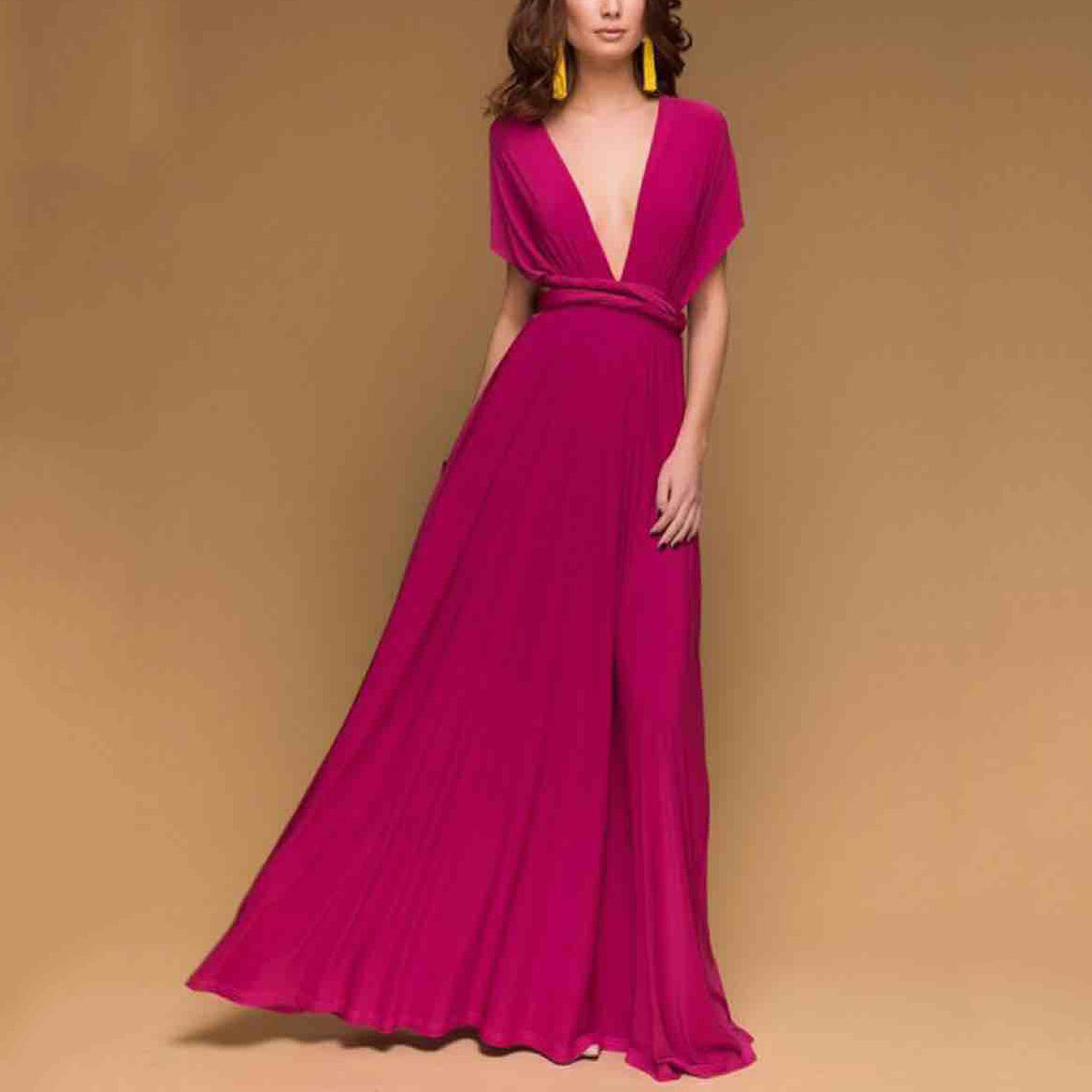 Seindeal Solid Multi-Wear Fado Cord Cross Backless Sexy Bandage Sleeveless Maxi Wrap Bridesmaid Dress for Party