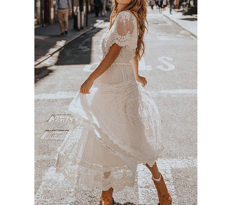 Seindeal White Maternity Baby Shower Dresses V-neck Short Sleeve Maxi Lace Wedding Guest Dress SeinDeal Seindeal White Maternity Baby Shower Dresses V-neck Short Sleeve Maxi Lace Wedding Guest Dress SeinDeal