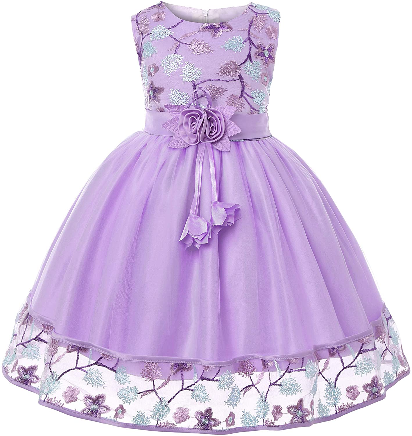 Toddle Dresses Flower Lace Embroidery Big Girl Princess Wedding Gown Elegant Dress for Birthday Party High-grade 2-10Years