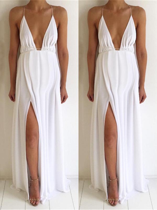 Solid Spaghetti Strap V-neck Baby Shower Boho Maternity Maxi Dress