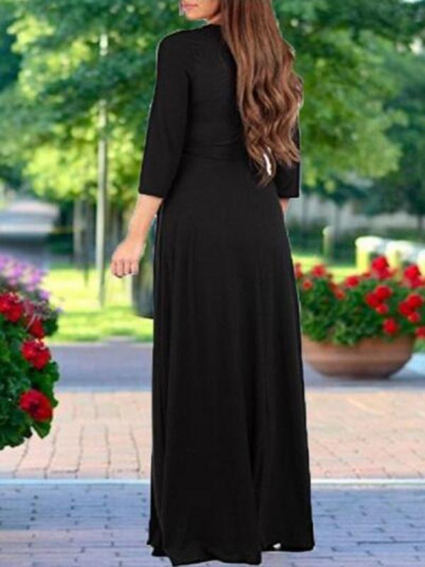 Seindeal Sashes V-neck Maxi Dress Maternity Baby Shower Fall Outfit for Banquet Elegant Party