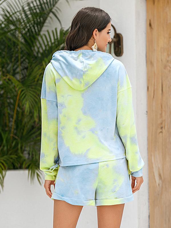 Seindeal Pajama Sets Sweatshirt Tie Dye Drawstring Pants Short Women Fashion