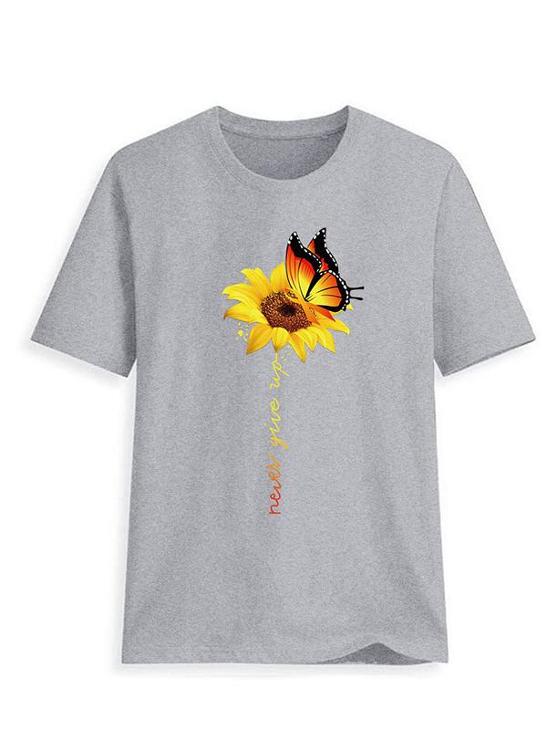 Sunflower Print Short Sleeve Maternity T-Shirt