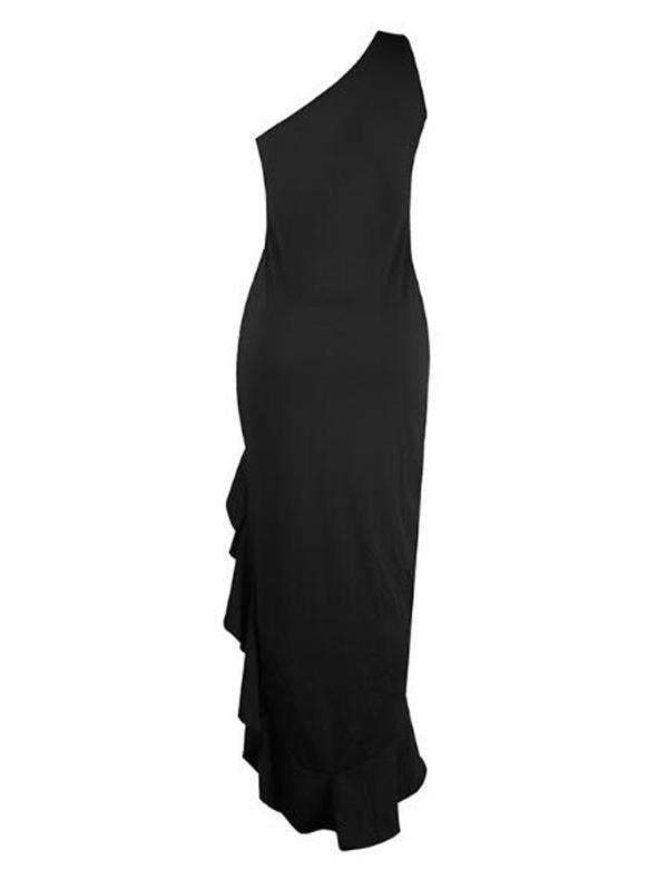 Irregular Ruffle Side Slit Plus Size Prom Maternity Maxi Dress