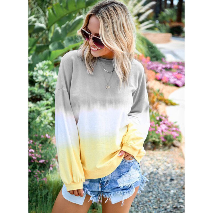 Seindeal Tie Dye Print Plus Size T-Shirt for Women Comfy Round Neck Casual Long
