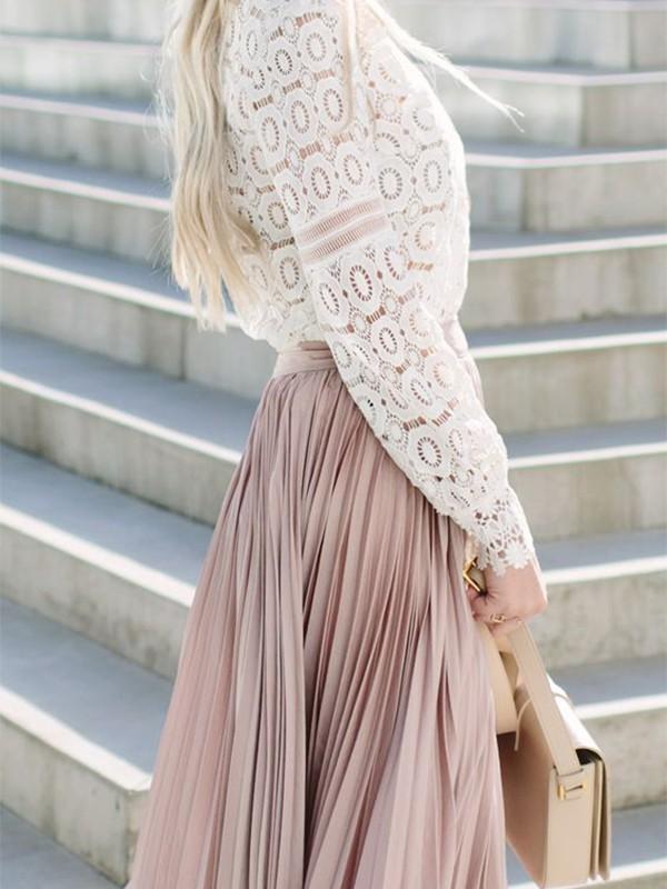Seindeal Pleated A-Line Elegant Bohemian Skirt Long Party Pleated Skirt Maxi Skirt Beach Skirt