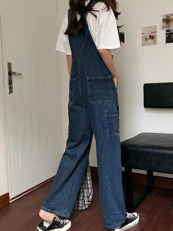 Seindeal Pockets Jeans Dungarees Long Jumpsuit Overall Casual Women Fashion