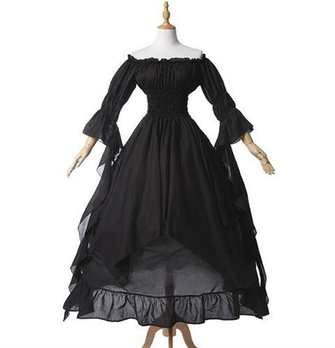 Medieval Bell Sleeve Vintage Dress Gothic Evening Dress Dance Drama Costume Princess Dress Halloween