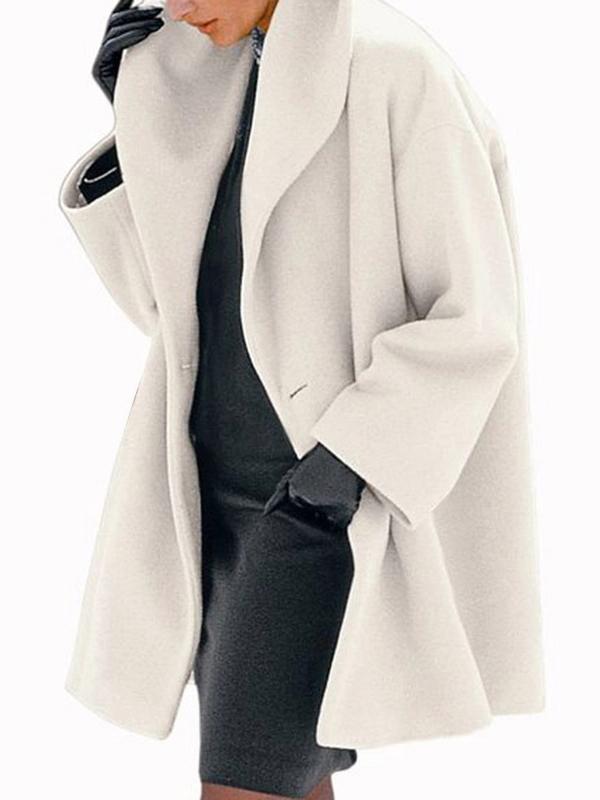 Seindeal Woolen Coats Solid Color Buttons Hooded Midi Women Fashion