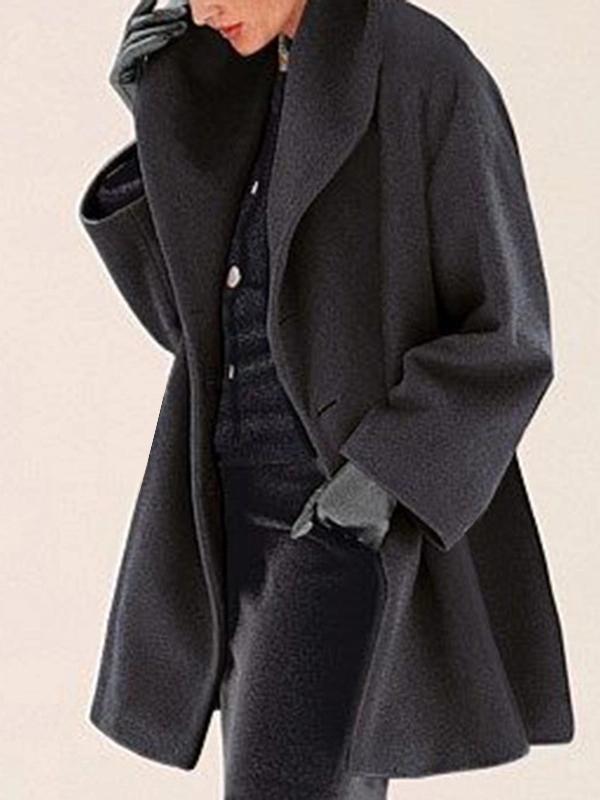 Seindeal Woolen Coats Solid Color Buttons Hooded Midi Women Fashion