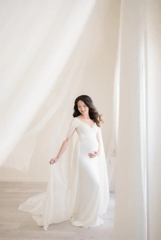 Seindeal Off Shoulder Bodycon Cloak Maxi Maternity Dress for Baby Shower Girl