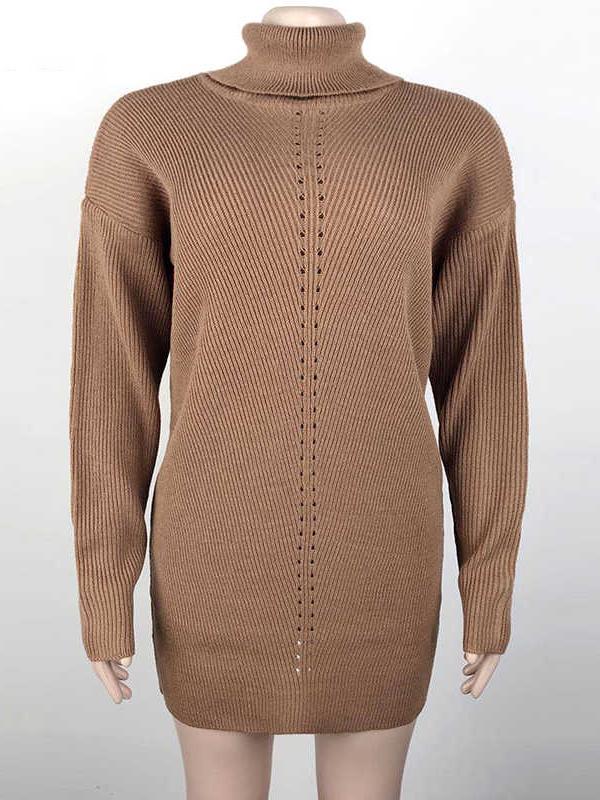 Cut Out Long Sleeve Oversized Crochet Maternity Sweater Mini Dress