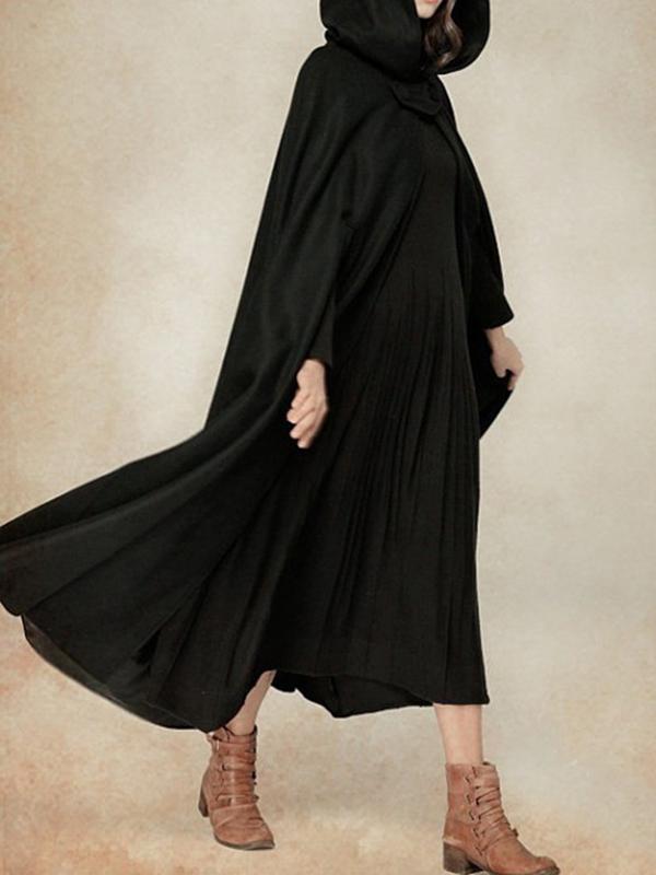 Seindeal Hooded Elegant Floor-length Cloak Poncho Cape Wool Coat Medieval Winter Coat Women Halloween Pregnant