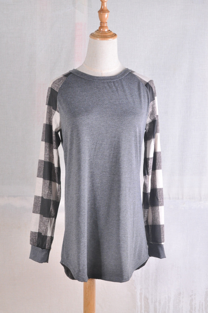 Seindeal Christmas Red Plaid Print Round Neck Plus Size Long Sleeve Maternity T-shirt