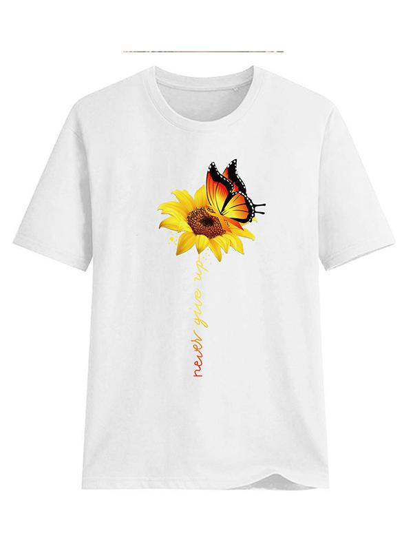 Sunflower Print Short Sleeve Maternity T-Shirt