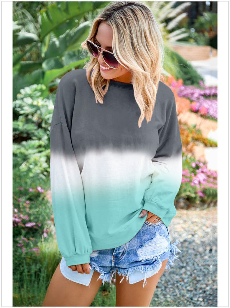 Seindeal Tie Dye Print Plus Size T-Shirt for Women Comfy Round Neck Casual Long