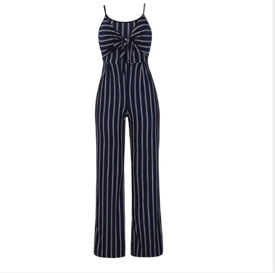 Seindeal Striped Wide Leg Palazzo Pants Knot One Piece Maternity Long Jumpsuit