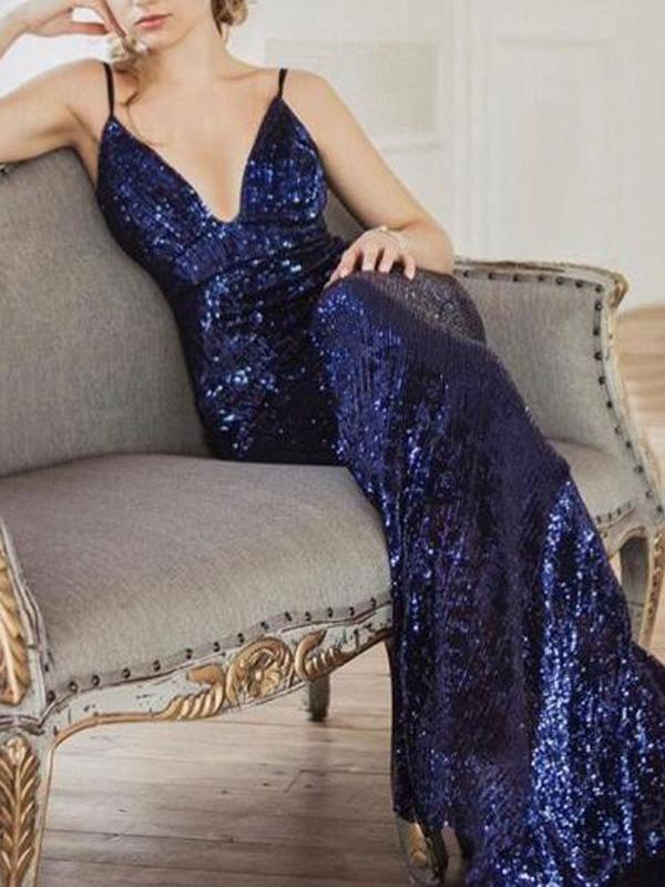Seindeal Sequin Spaghetti Strap Bodycon Mermaid Maternity Photoshoot Dress Maxi Halloween