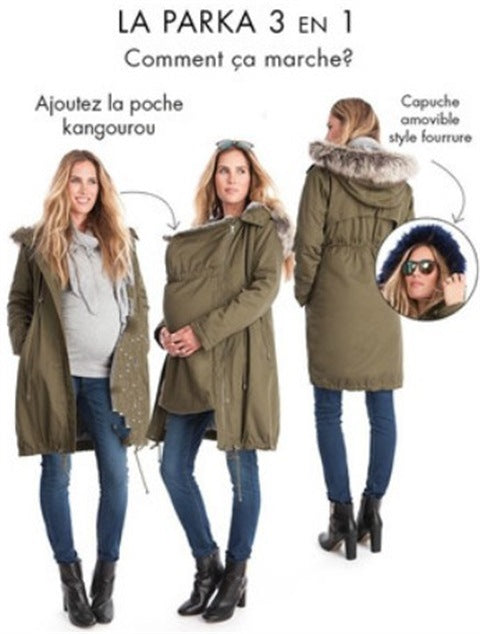 Seindeal Kangaroo Baby Bags Carrier Faux Fur Multi-Functional Hooded Padded Coat