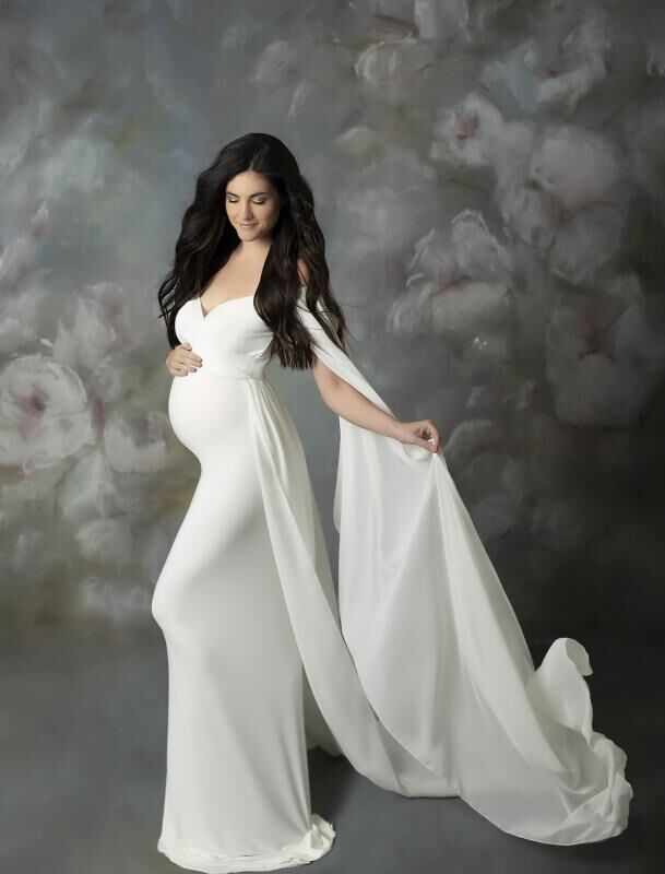 Seindeal Off Shoulder Bodycon Cloak Maxi Maternity Dress for Baby Shower Girl