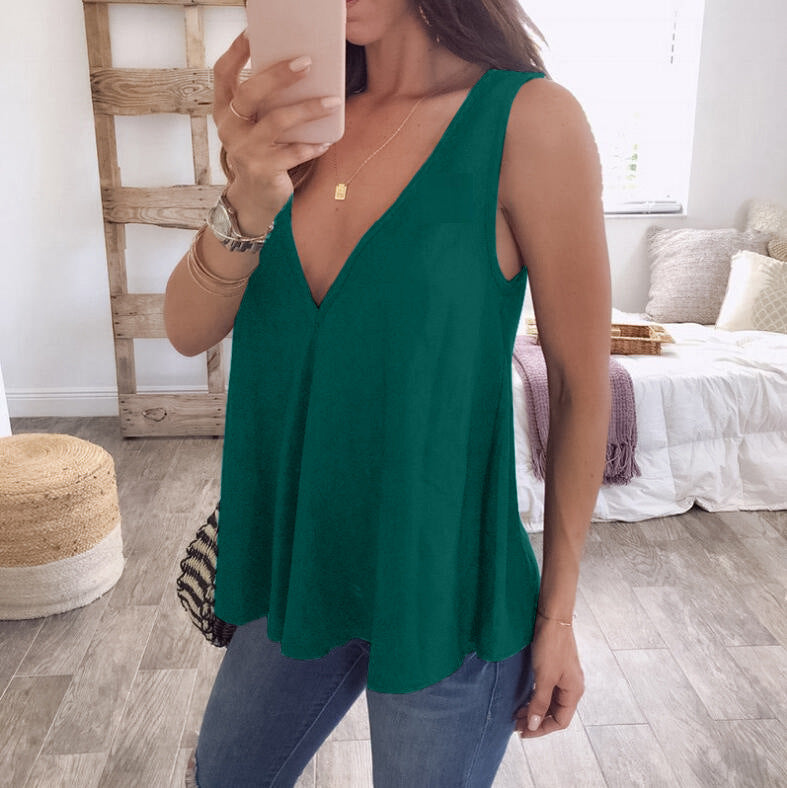Draped Sleeveless VNeck Polyester Maternity Blouse