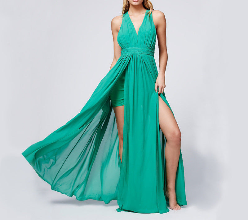 Seindeal Ruffle DoubleDeck Maternity Maxi Dress Blue