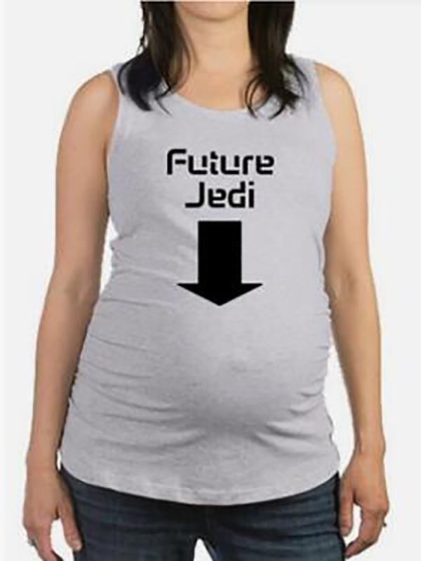 FUTURE JEDI Letter Print Comfy Round Neck Sleeveless Maternity Vest