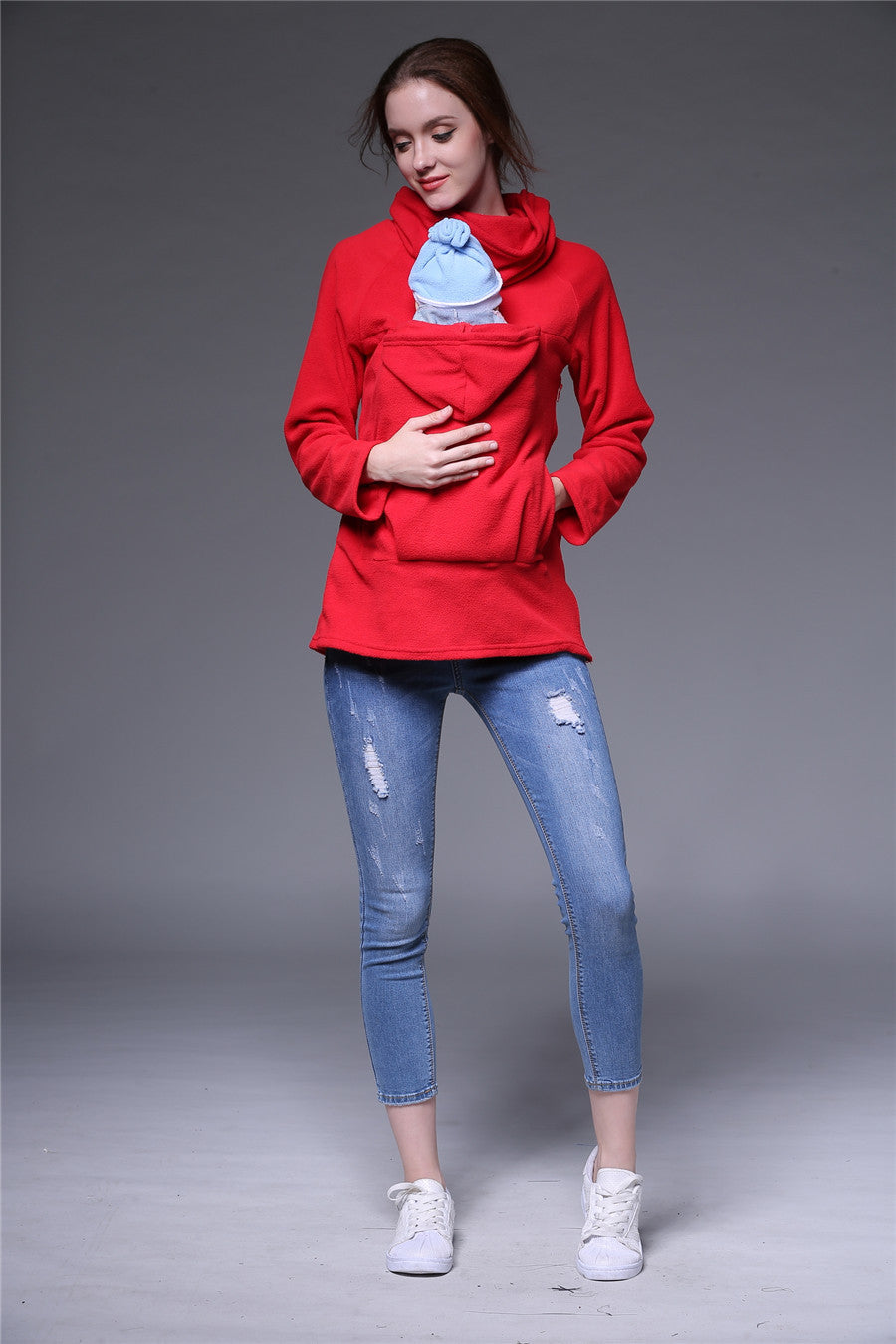 Seindeal Naketano Kangaroo Bag Long Sleeve Multi-Functional Maternity Sweatshirt