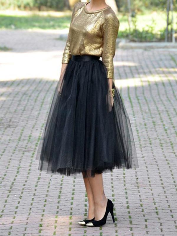 Seindeal Solid Grenadine Elastic Waist Fluffy Puffy Tulle Maternity Skirt Plus Size