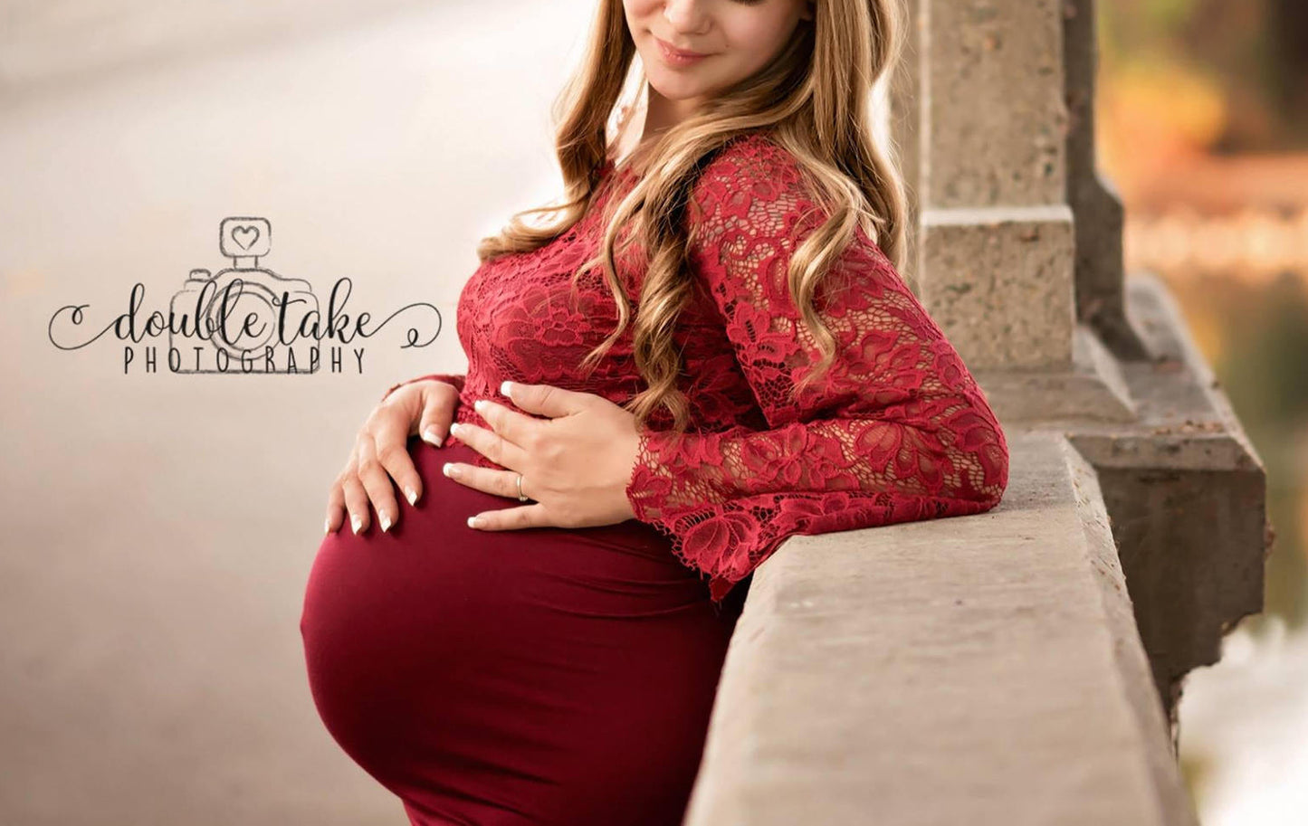 Seindeal Wedding Lace Off Shoulder Mermaid Photoshoot Bell Sleeve Maternity Dress