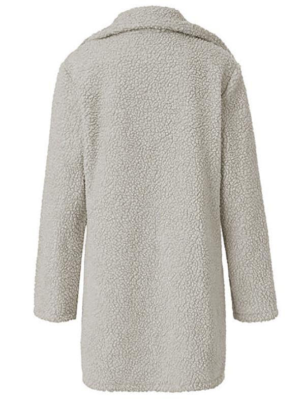 Loose Zipper Turndown Collar Maternity Teddy Coat