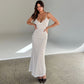 Seindeal Lace Shoulder-Strap Fitted V-neck Elegant Midi Maternity Dress for Wedding Guest