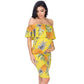 Ruffle Off Shoulder Baby Shower Fitted Maternity Midi Dress